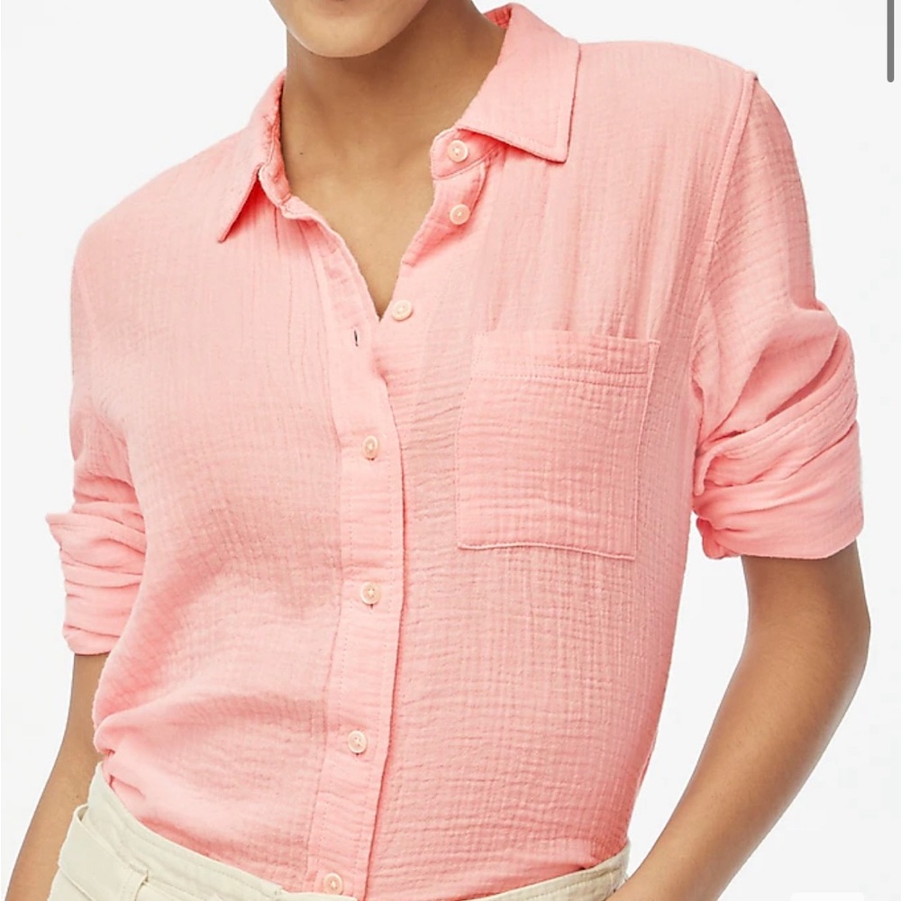 J. Crew Pink Button-Down Cotton Shirt - Picture 2 of 7